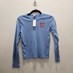 VINTAGE Y2K 2000s NEW with tag Old Navy Girls Long Sleeve Top Blue Butterfly 14